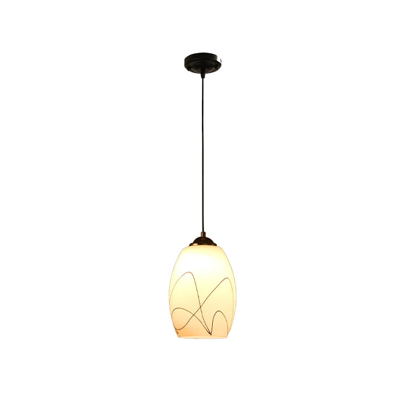 Wave Tulip White Glass Pendant Lamp Modern 1 Head Black Hanging Ceiling Light for Dining Room Clearhalo 'Ceiling Lights' 'Glass shade' 'Glass' 'Modern Pendants' 'Modern' 'Pendant Lights' 'Pendants' Lighting' 257003