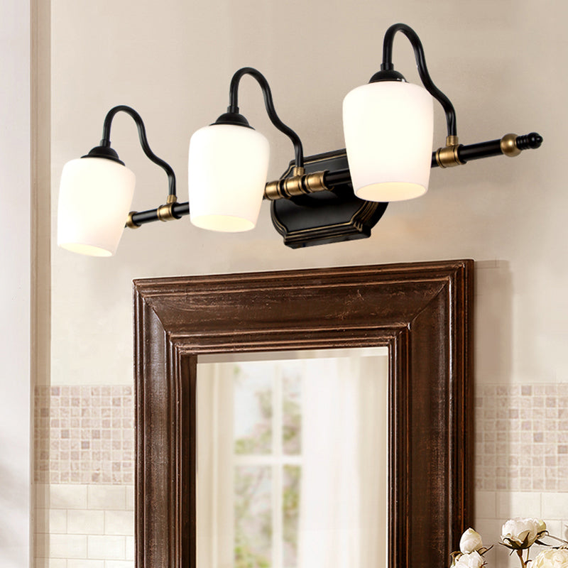 2/3/4 Lights Cup Shade Vanity Sconce Classic White Glass Wall Mounted Light for Bathroom 3.0 White Clearhalo 'Vanity Lights' 'Wall Lights' Lighting' 257005