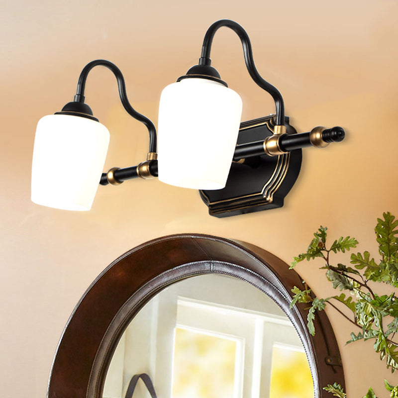 2/3/4 Lights Cup Shade Vanity Sconce Classic White Glass Wall Mounted Light for Bathroom 2.0 White Clearhalo 'Vanity Lights' 'Wall Lights' Lighting' 257009