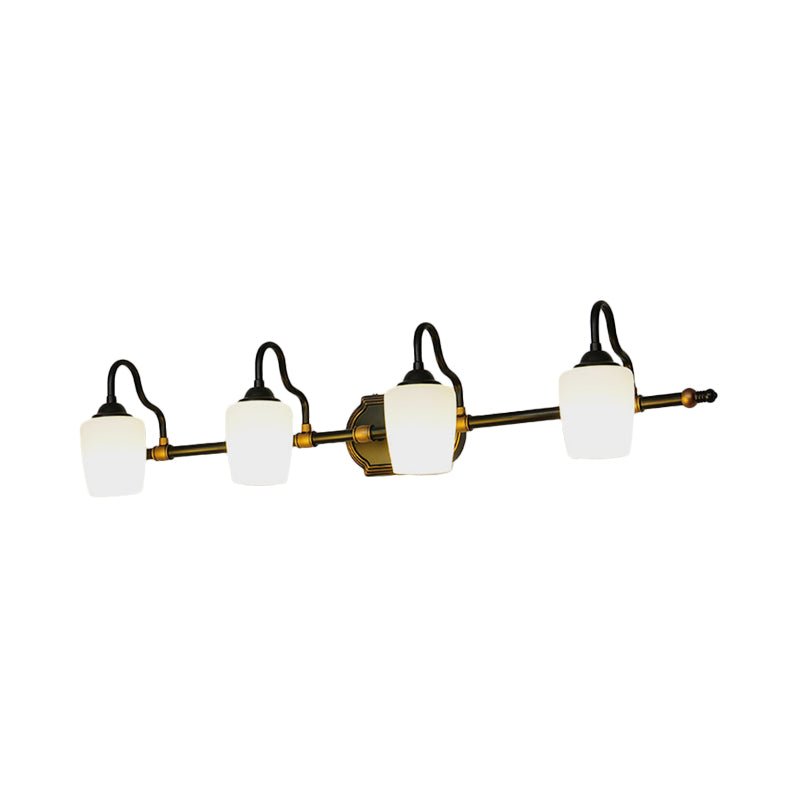 2/3/4 Lights Cup Shade Vanity Sconce Classic White Glass Wall Mounted Light for Bathroom Clearhalo 'Vanity Lights' 'Wall Lights' Lighting' 257014