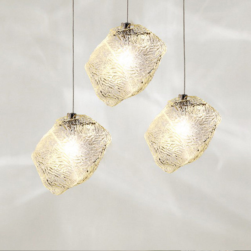 Ice Hanging Ceiling Light Minimalist Clear Glass 1 Light Dinging Room Pendant Lamp Clearhalo 'Ceiling Lights' 'Glass shade' 'Glass' 'Modern Pendants' 'Modern' 'Pendant Lights' 'Pendants' Lighting' 257015