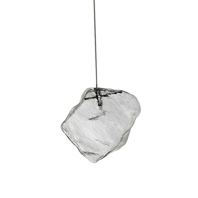 Ice Hanging Ceiling Light Minimalist Clear Glass 1 Light Dinging Room Pendant Lamp Clearhalo 'Ceiling Lights' 'Glass shade' 'Glass' 'Modern Pendants' 'Modern' 'Pendant Lights' 'Pendants' Lighting' 257019