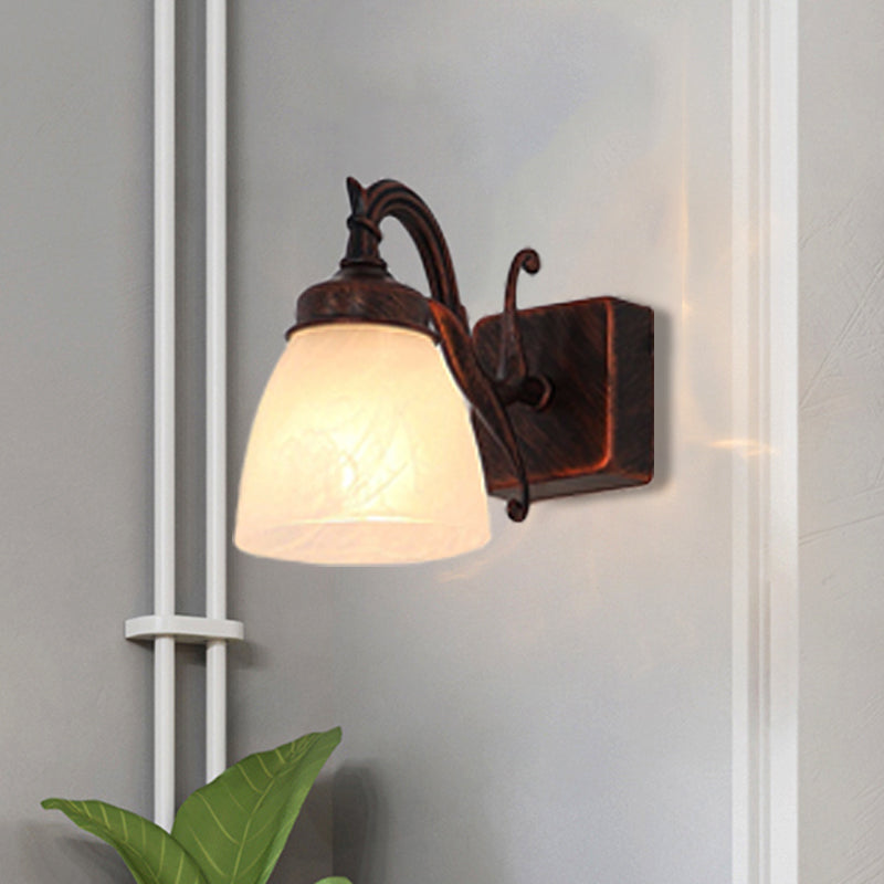 Copper Dome Sconce Traditional Opal Glass 1/2/3 Lights Bathroom Wall Mounted Vanity Light Clearhalo 'Vanity Lights' 'Wall Lights' Lighting' 257021