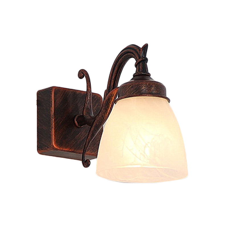 Copper Dome Sconce Traditional Opal Glass 1/2/3 Lights Bathroom Wall Mounted Vanity Light Clearhalo 'Vanity Lights' 'Wall Lights' Lighting' 257022