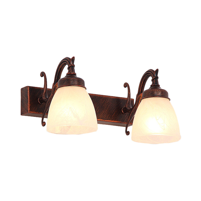 Copper Dome Sconce Traditional Opal Glass 1/2/3 Lights Bathroom Wall Mounted Vanity Light Clearhalo 'Vanity Lights' 'Wall Lights' Lighting' 257025