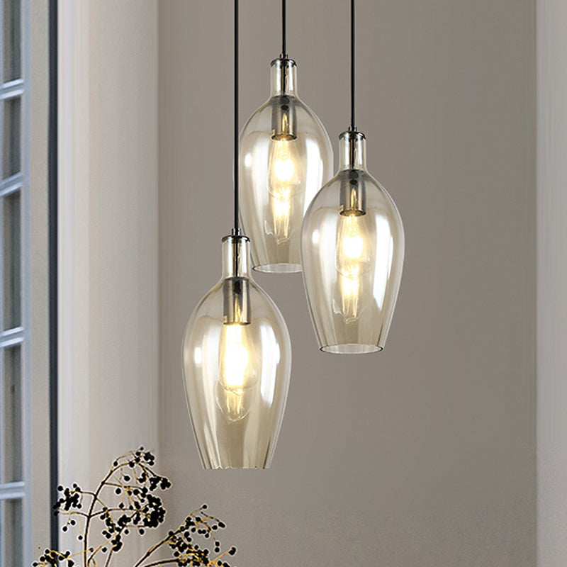 Tulip Hanging Ceiling Light Modern Amber Glass 1 Head Dining Room Pendant Light Fixture Clearhalo 'Ceiling Lights' 'Glass shade' 'Glass' 'Modern Pendants' 'Modern' 'Pendant Lights' 'Pendants' Lighting' 257093