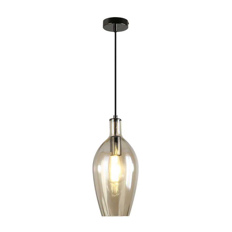 Tulip Hanging Ceiling Light Modern Amber Glass 1 Head Dining Room Pendant Light Fixture Clearhalo 'Ceiling Lights' 'Glass shade' 'Glass' 'Modern Pendants' 'Modern' 'Pendant Lights' 'Pendants' Lighting' 257095