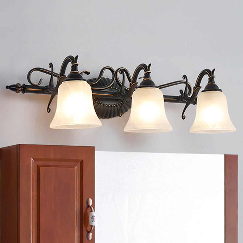 Frosted Glass Bronze Sconce Bell 2/3 Lights Traditional Wall Mounted Vanity Light for Bathroom 3.0 Bronze Clearhalo 'Vanity Lights' 'Wall Lights' Lighting' 257127