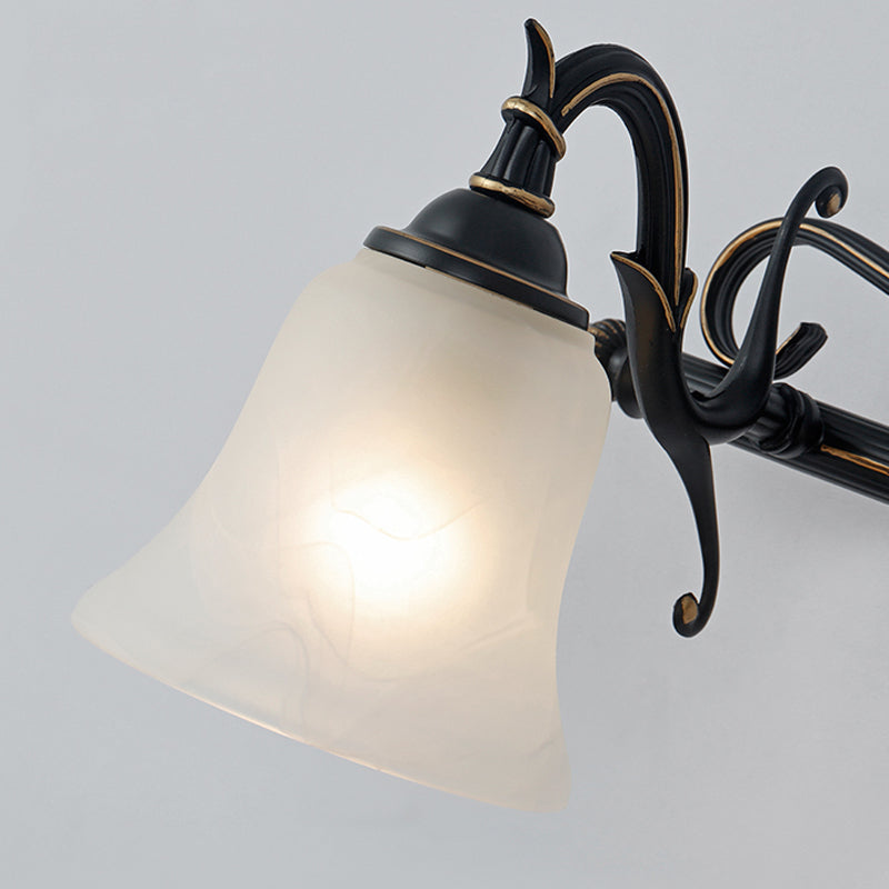 Frosted Glass Bronze Sconce Bell 2/3 Lights Traditional Wall Mounted Vanity Light for Bathroom Clearhalo 'Vanity Lights' 'Wall Lights' Lighting' 257130