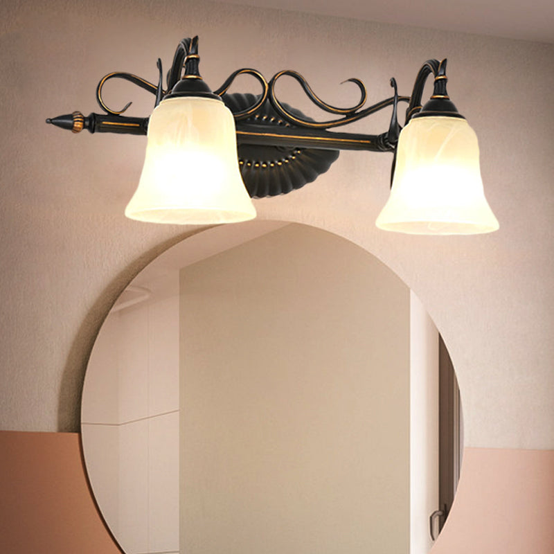 Bell Shade Frosted Glass Sconce Light Traditional 1/2/3 Lights Bathroom Vanity Lighting Fixture in Bronze 2.0 Bronze Clearhalo 'Vanity Lights' 'Wall Lights' Lighting' 257285