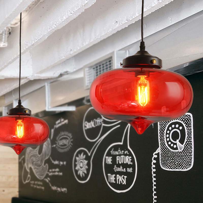 Contemporary Onion Pendant Light Gray/Red/Yellow Glass 1 Head Restaurant Hanging Ceiling Fixture Clearhalo 'Ceiling Lights' 'Glass shade' 'Glass' 'Modern Pendants' 'Modern' 'Pendant Lights' 'Pendants' Lighting' 257324