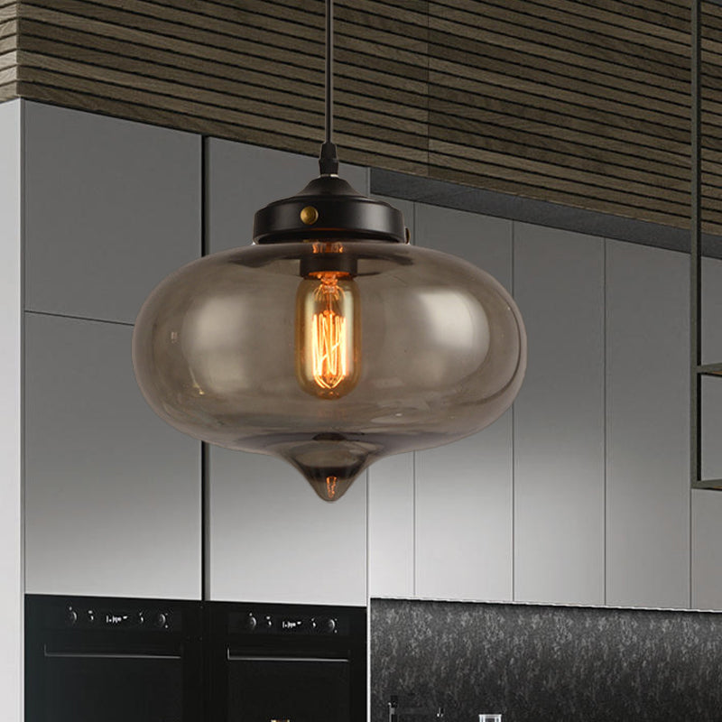 Contemporary Onion Pendant Light Gray/Red/Yellow Glass 1 Head Restaurant Hanging Ceiling Fixture Grey Clearhalo 'Ceiling Lights' 'Glass shade' 'Glass' 'Modern Pendants' 'Modern' 'Pendant Lights' 'Pendants' Lighting' 257327