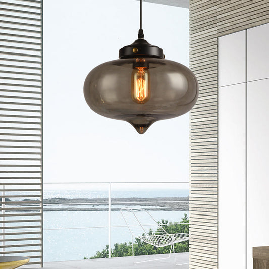 Contemporary Onion Pendant Light Gray/Red/Yellow Glass 1 Head Restaurant Hanging Ceiling Fixture Clearhalo 'Ceiling Lights' 'Glass shade' 'Glass' 'Modern Pendants' 'Modern' 'Pendant Lights' 'Pendants' Lighting' 257328