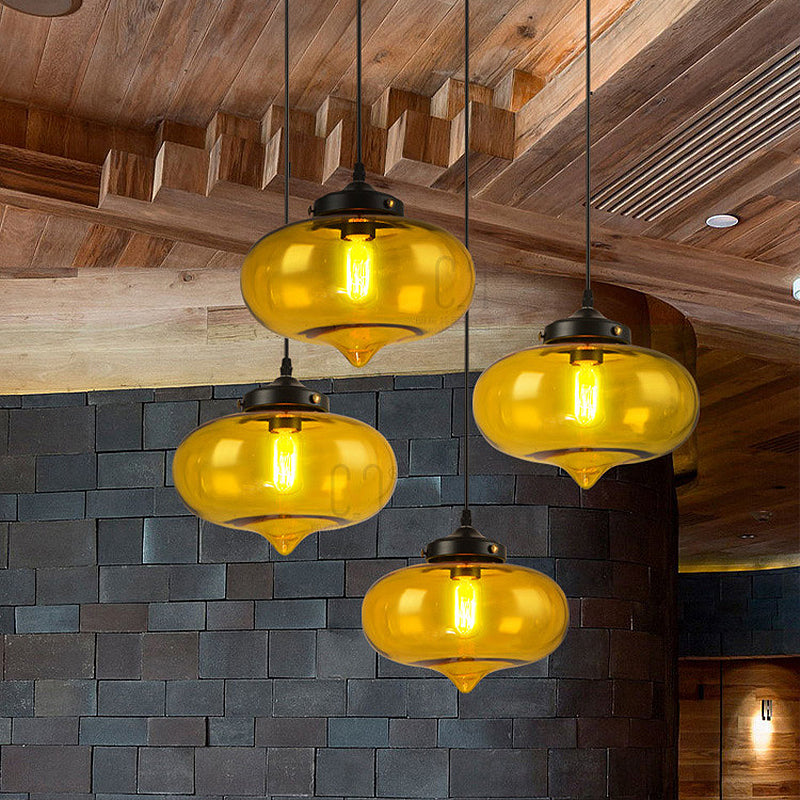 Contemporary Onion Pendant Light Gray/Red/Yellow Glass 1 Head Restaurant Hanging Ceiling Fixture Clearhalo 'Ceiling Lights' 'Glass shade' 'Glass' 'Modern Pendants' 'Modern' 'Pendant Lights' 'Pendants' Lighting' 257335