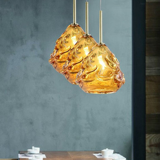 Tan Hand Blown Glass Globe Hanging Lamp Contemporary 1 Head Pendant Lighting Fixture for Dining Room Tan Clearhalo 'Ceiling Lights' 'Glass shade' 'Glass' 'Modern Pendants' 'Modern' 'Pendant Lights' 'Pendants' Lighting' 257397