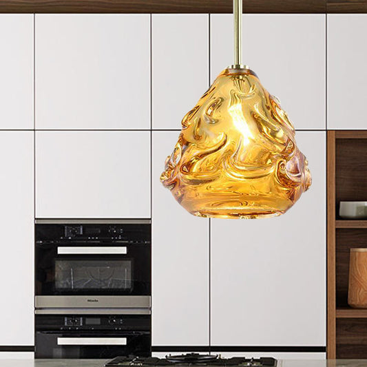 Tan Hand Blown Glass Globe Hanging Lamp Contemporary 1 Head Pendant Lighting Fixture for Dining Room Clearhalo 'Ceiling Lights' 'Glass shade' 'Glass' 'Modern Pendants' 'Modern' 'Pendant Lights' 'Pendants' Lighting' 257398