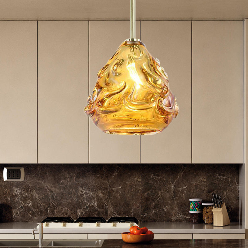 Tan Hand Blown Glass Globe Hanging Lamp Contemporary 1 Head Pendant Lighting Fixture for Dining Room Clearhalo 'Ceiling Lights' 'Glass shade' 'Glass' 'Modern Pendants' 'Modern' 'Pendant Lights' 'Pendants' Lighting' 257399