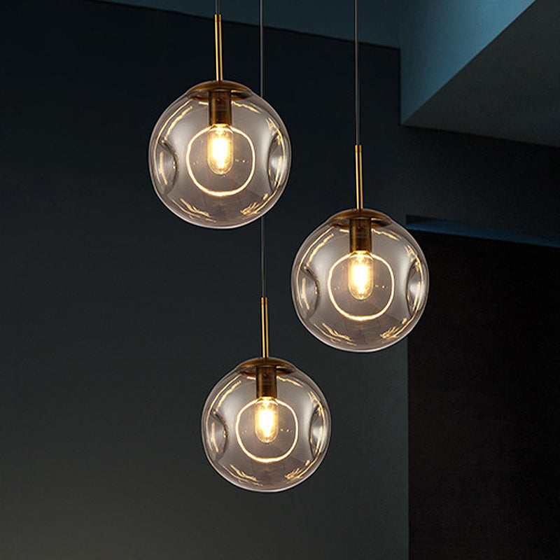 Globe Pendant Light Simple Style Smoke Gray Dimpled Glass 1 Head Hanging Lamp Kit Clearhalo 'Ceiling Lights' 'Glass shade' 'Glass' 'Modern Pendants' 'Modern' 'Pendant Lights' 'Pendants' Lighting' 257418