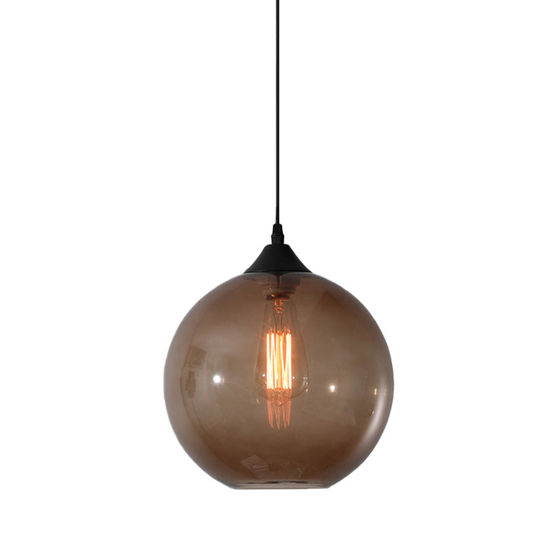 Globe Pendant Ceiling Light Macaron Clear/Coffee/Red Glass 1 Head Dining Room Hanging Lamp kit Clearhalo 'Ceiling Lights' 'Glass shade' 'Glass' 'Modern Pendants' 'Modern' 'Pendant Lights' 'Pendants' Lighting' 257480