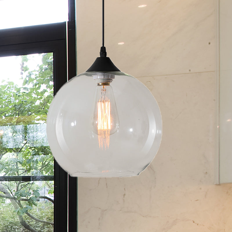 Globe Pendant Ceiling Light Macaron Clear/Coffee/Red Glass 1 Head Dining Room Hanging Lamp kit Clear Clearhalo 'Ceiling Lights' 'Glass shade' 'Glass' 'Modern Pendants' 'Modern' 'Pendant Lights' 'Pendants' Lighting' 257481