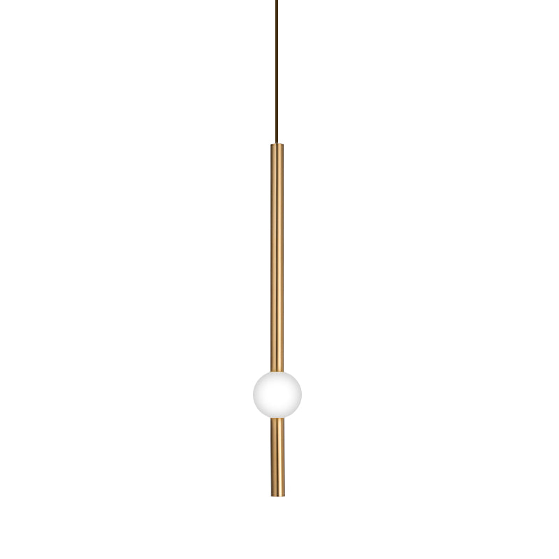 Flute Hanging Light Kit Simple Style Gold/White Glass 1 Head Stairway Pendant Light Fixture Clearhalo 'Ceiling Lights' 'Glass shade' 'Glass' 'Modern Pendants' 'Modern' 'Pendant Lights' 'Pendants' Lighting' 257546