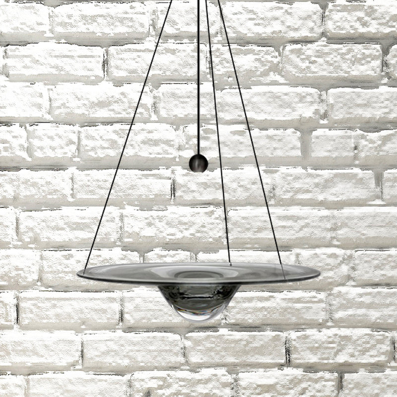 Hat Hanging Pendant Light Contemporary Clear Glass 1 Head Dining Room Suspension Light Clearhalo 'Ceiling Lights' 'Glass shade' 'Glass' 'Modern Pendants' 'Modern' 'Pendant Lights' 'Pendants' Lighting' 257555