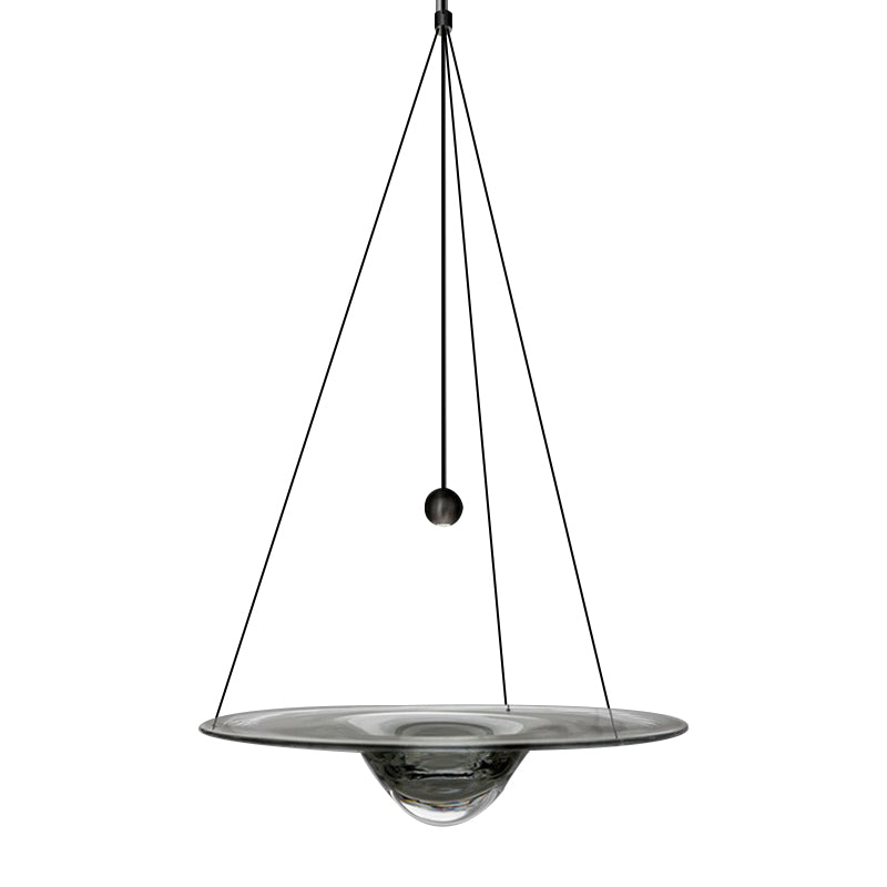 Hat Hanging Pendant Light Contemporary Clear Glass 1 Head Dining Room Suspension Light Clearhalo 'Ceiling Lights' 'Glass shade' 'Glass' 'Modern Pendants' 'Modern' 'Pendant Lights' 'Pendants' Lighting' 257557