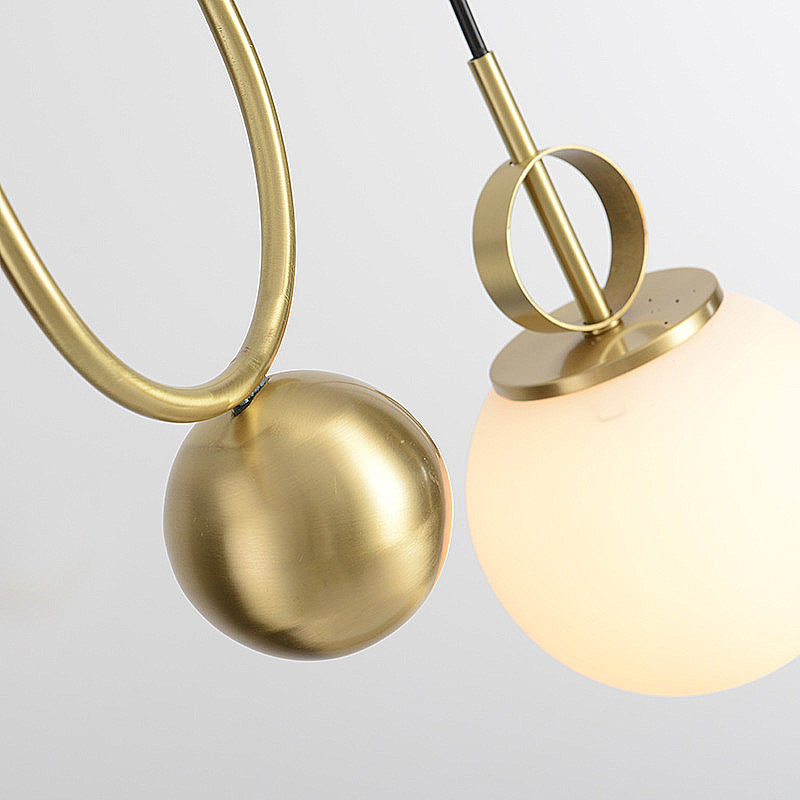 Sphere Pendant Light Modern White Glass 1 Head Bedroom Hanging Light Fixture in Gold Clearhalo 'Ceiling Lights' 'Glass shade' 'Glass' 'Modern Pendants' 'Modern' 'Pendant Lights' 'Pendants' Lighting' 257571