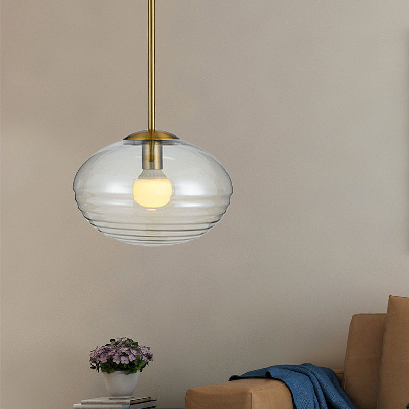 Clear Prism Glass Oval Hanging Ceiling Light Postmodern 1 Head Gold Hanging Lamp Clearhalo 'Ceiling Lights' 'Chandeliers' 'Glass shade' 'Glass' 'Modern Pendants' 'Modern' 'Pendant Lights' 'Pendants' Lighting' 257612