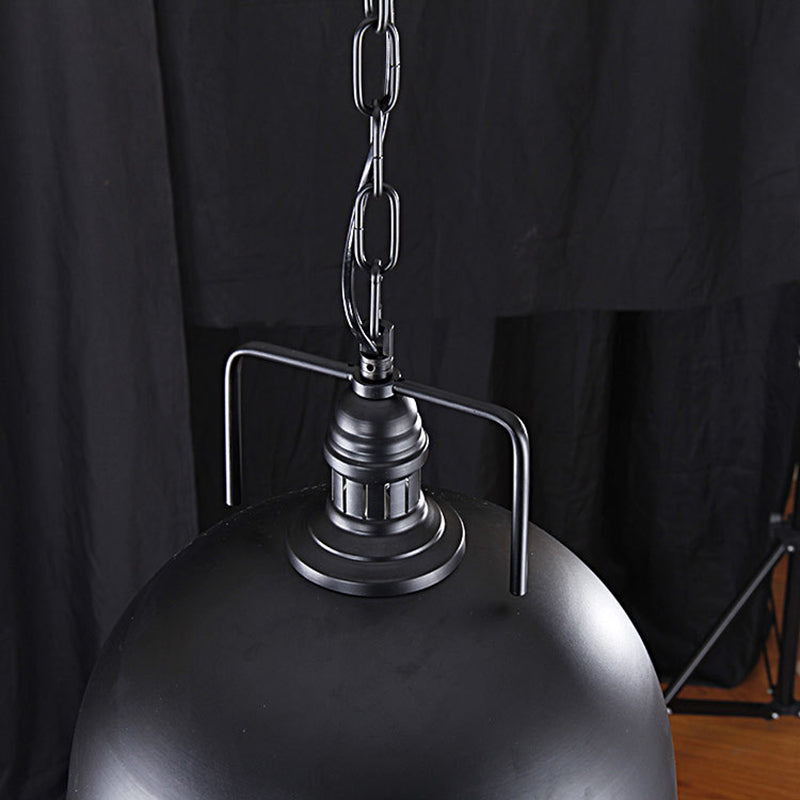 Black Dome Hanging Lighting Warehouse Style 1 Light Metallic Pendant Light Fixture with Pulley Design, 8"/12" Wide Clearhalo 'Art Deco Pendants' 'Black' 'Cast Iron' 'Ceiling Lights' 'Ceramic' 'Crystal' 'Industrial Pendants' 'Industrial' 'Metal' 'Middle Century Pendants' 'Pendant Lights' 'Pendants' 'Rustic Pendants' 'Tiffany' Lighting' 257735