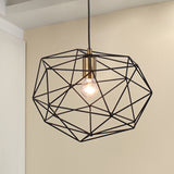 Black Wire Cage Pendant Lamp Vintage Style 1 Light Metallic Hanging Light Fixture for Dining Room, 12.5"/15" Width Clearhalo 'Art Deco Pendants' 'Black' 'Cast Iron' 'Ceiling Lights' 'Ceramic' 'Crystal' 'Industrial Pendants' 'Industrial' 'Metal' 'Middle Century Pendants' 'Pendant Lights' 'Pendants' 'Rustic Pendants' 'Tiffany' Lighting' 257753