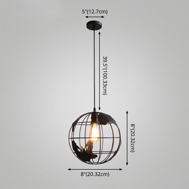 1 Light Cage Globe Ceiling Light Industrial Metallic Pendant Light for Coffee Shop Clearhalo 'Art Deco Pendants' 'Black' 'Cast Iron' 'Ceiling Lights' 'Ceramic' 'Crystal' 'Industrial Pendants' 'Industrial' 'Metal' 'Middle Century Pendants' 'Pendant Lights' 'Pendants' 'Rustic Pendants' 'Tiffany' Lighting' 2578936