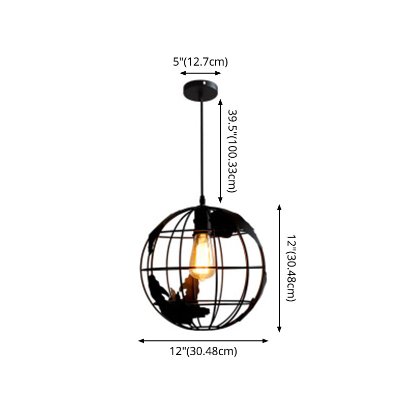 1 Light Cage Globe Ceiling Light Industrial Metallic Pendant Light for Coffee Shop Clearhalo 'Art Deco Pendants' 'Black' 'Cast Iron' 'Ceiling Lights' 'Ceramic' 'Crystal' 'Industrial Pendants' 'Industrial' 'Metal' 'Middle Century Pendants' 'Pendant Lights' 'Pendants' 'Rustic Pendants' 'Tiffany' Lighting' 2578937