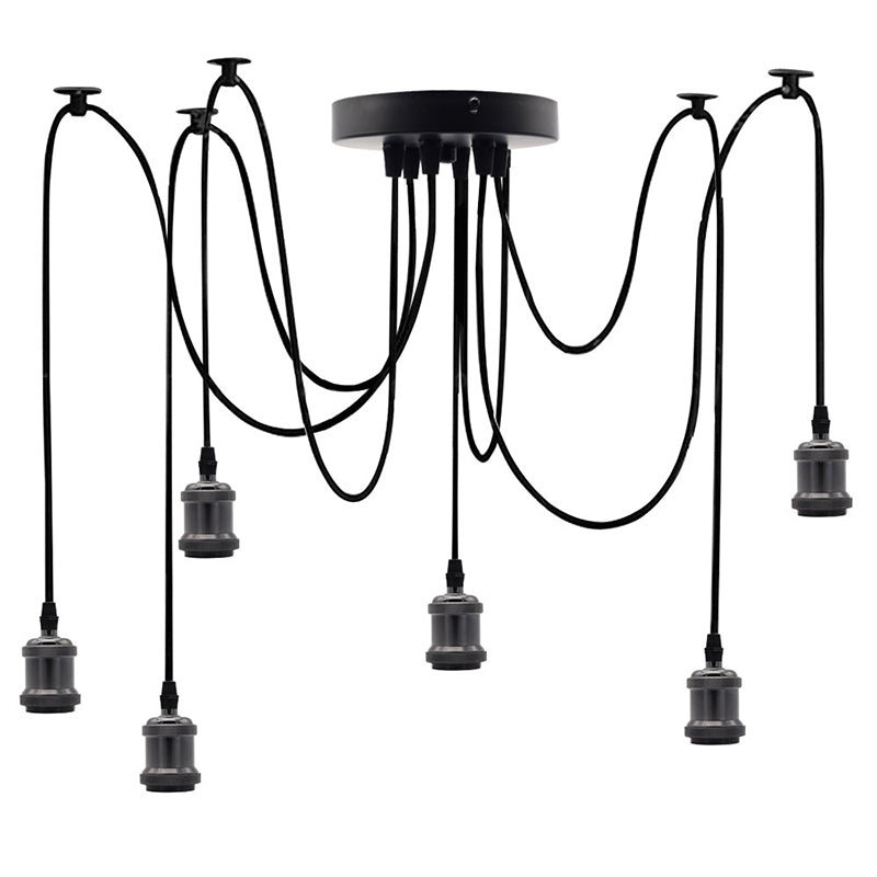 6 Lights Spider Multi Pendant Light Industrial Style Aluminum Multi Drop Ceiling Lights for Bar Clearhalo 'Art Deco Pendants' 'Black' 'Cast Iron' 'Ceiling Lights' 'Ceramic' 'Crystal' 'Industrial Pendants' 'Industrial' 'Metal' 'Middle Century Pendants' 'Pendant Lights' 'Pendants' 'Rustic Pendants' 'Tiffany' Lighting' 2578969