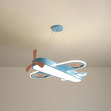 1 Light Airplane Shape Pendant Kids Metallic Drop Lamp with Round Canopy for Bedroom Blue 21.5" Clearhalo 'Ceiling Lights' 'Pendant Lights' 'Pendants' Lighting' 2578989