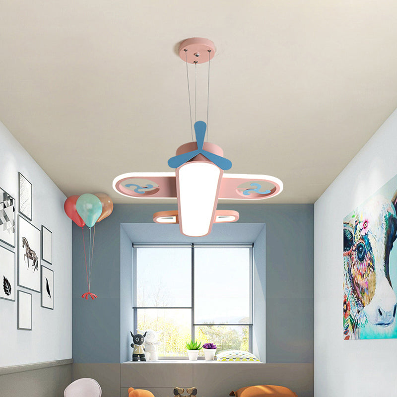 1 Light Airplane Shape Pendant Kids Metallic Drop Lamp with Round Canopy for Bedroom Clearhalo 'Ceiling Lights' 'Pendant Lights' 'Pendants' Lighting' 2578995