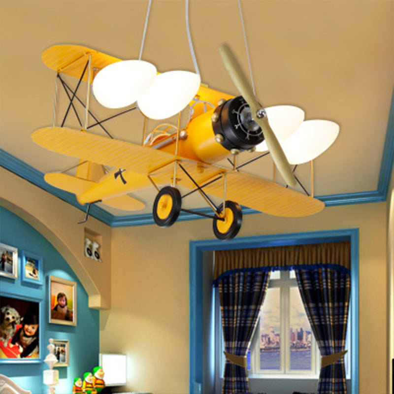 5 Lights Airplane Shape Pendant Lights Kids Metallic Ceiling Hang Fixtures for Kindergarten Clearhalo 'Ceiling Lights' 'Pendant Lights' 'Pendants' Lighting' 2579001