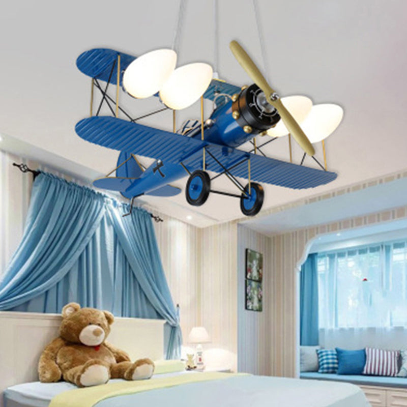 5 Lights Airplane Shape Pendant Lights Kids Metallic Ceiling Hang Fixtures for Kindergarten Clearhalo 'Ceiling Lights' 'Pendant Lights' 'Pendants' Lighting' 2579003