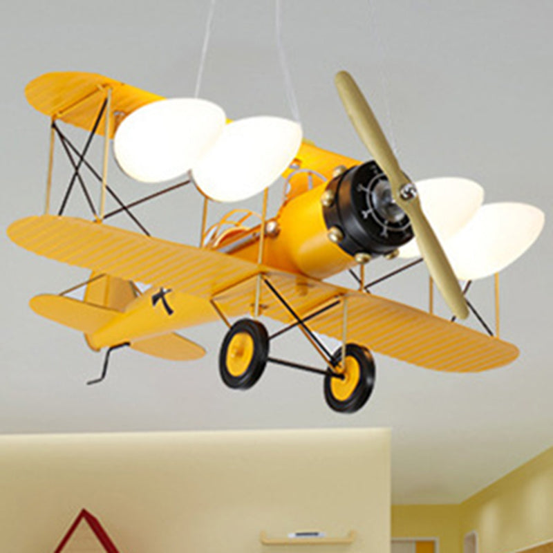 5 Lights Airplane Shape Pendant Lights Kids Metallic Ceiling Hang Fixtures for Kindergarten Clearhalo 'Ceiling Lights' 'Pendant Lights' 'Pendants' Lighting' 2579004