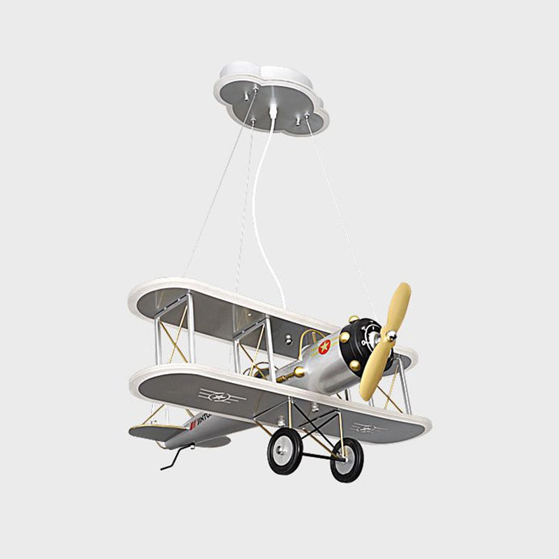 1 Light Prop Plane Pendant Lamp Kids Metallic Ceiling Lamp for Boys Bedroom Living Room Clearhalo 'Ceiling Lights' 'Pendant Lights' 'Pendants' Lighting' 2579010