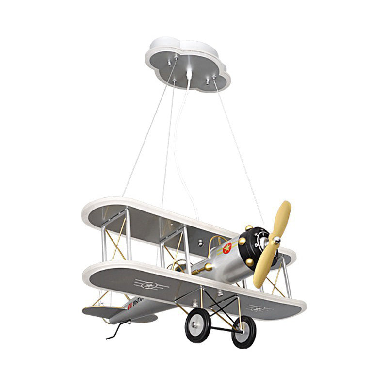 1 Light Prop Plane Pendant Lamp Kids Metallic Ceiling Lamp for Boys Bedroom Living Room Clearhalo 'Ceiling Lights' 'Pendant Lights' 'Pendants' Lighting' 2579011