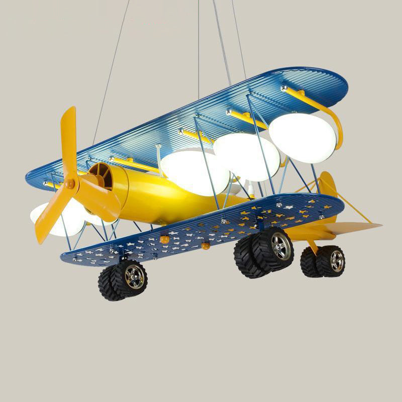 Airplane��Pendant Lighting Fixtures Cartoon Glass and Metal Hanging Pendant for Children Bedroom 8.0 Blue Clearhalo 'Ceiling Lights' 'Pendant Lights' 'Pendants' Lighting' options 2579023_8331ef6d-c2e1-454a-82fe-52c2ed630c13