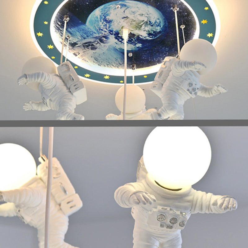 4 Lights Moon Hanging Light Cartoon Metallic Ceiling Pendant Light for Boys Bedroom Clearhalo 'Ceiling Lights' 'Pendant Lights' 'Pendants' Lighting' 2579038