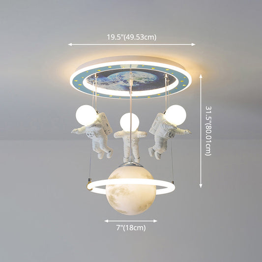 4 Lights Moon Hanging Light Cartoon Metallic Ceiling Pendant Light for Boys Bedroom Clearhalo 'Ceiling Lights' 'Pendant Lights' 'Pendants' Lighting' 2579040