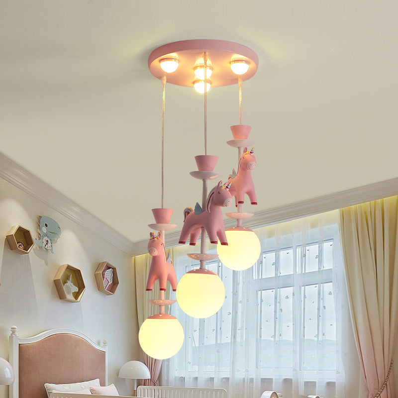 Carousel Hanging Ceiling Light Cartoon Resin Hanging Pendant Light for Girls Bedroom Clearhalo 'Ceiling Lights' 'Pendant Lights' 'Pendants' Lighting' 2579073