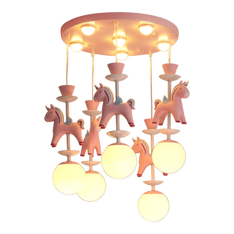 Carousel Hanging Ceiling Light Cartoon Resin Hanging Pendant Light for Girls Bedroom Clearhalo 'Ceiling Lights' 'Pendant Lights' 'Pendants' Lighting' 2579079