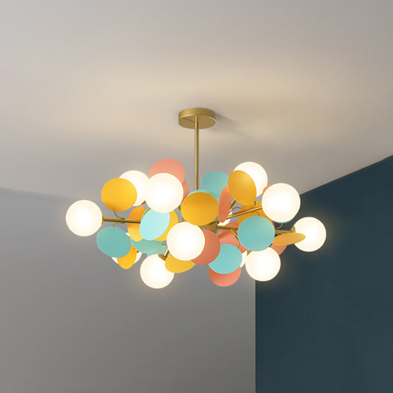 Balloon Hanging Light Fixtures Cartoon Metallic Drop Pendant with Glass Shade for Bedroom 12 Blue-Orange Clearhalo 'Ceiling Lights' 'Pendant Lights' 'Pendants' Lighting' 2579106