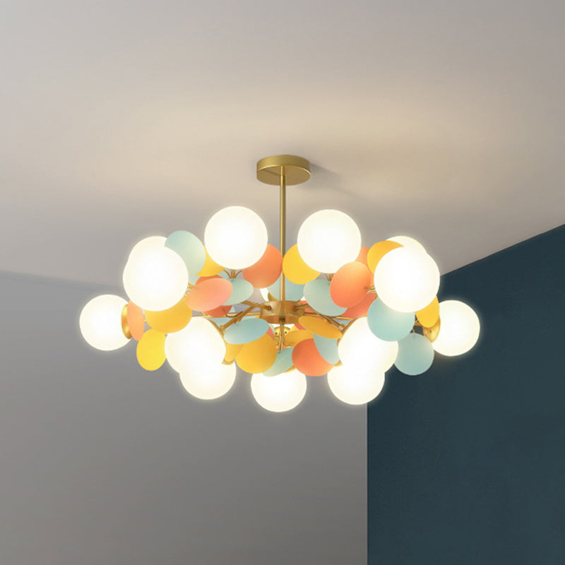 Balloon Hanging Light Fixtures Cartoon Metallic Drop Pendant with Glass Shade for Bedroom 15 Blue-Orange Clearhalo 'Ceiling Lights' 'Pendant Lights' 'Pendants' Lighting' 2579113