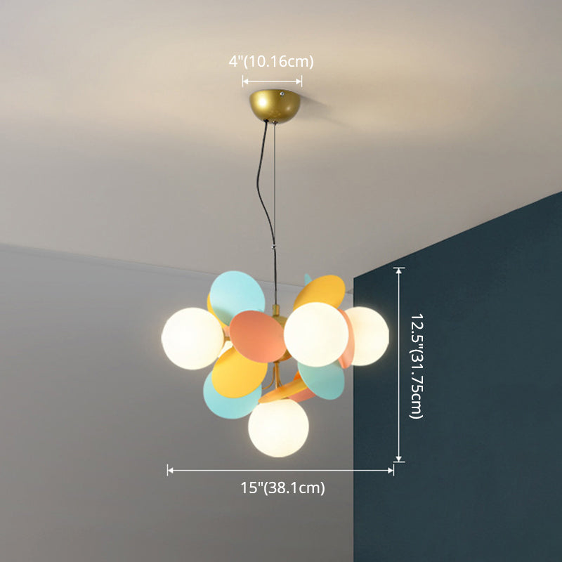 Balloon Hanging Light Fixtures Cartoon Metallic Drop Pendant with Glass Shade for Bedroom Clearhalo 'Ceiling Lights' 'Pendant Lights' 'Pendants' Lighting' 2579122