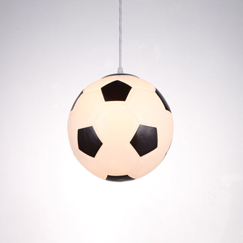 1 Light Football Ceiling Pendant Light Kids Metallic Suspended Lighting Fixture for Children Bedroom Black-White Clearhalo 'Ceiling Lights' 'Pendant Lights' 'Pendants' Lighting' 2579170